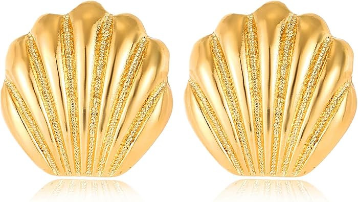 Starfish Shell Stud Earrings for Women Gold Silver Chunky Seashell Drop Dangle Earring Beach Summ... | Amazon (US)