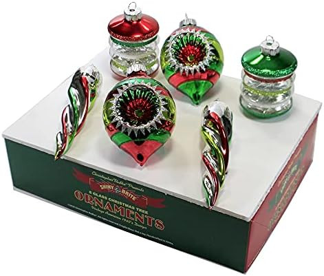 Christopher Radko Shiny Brite Holiday Splendor Mixed Shapes 6PC Set Assorted Sizes | Amazon (US)