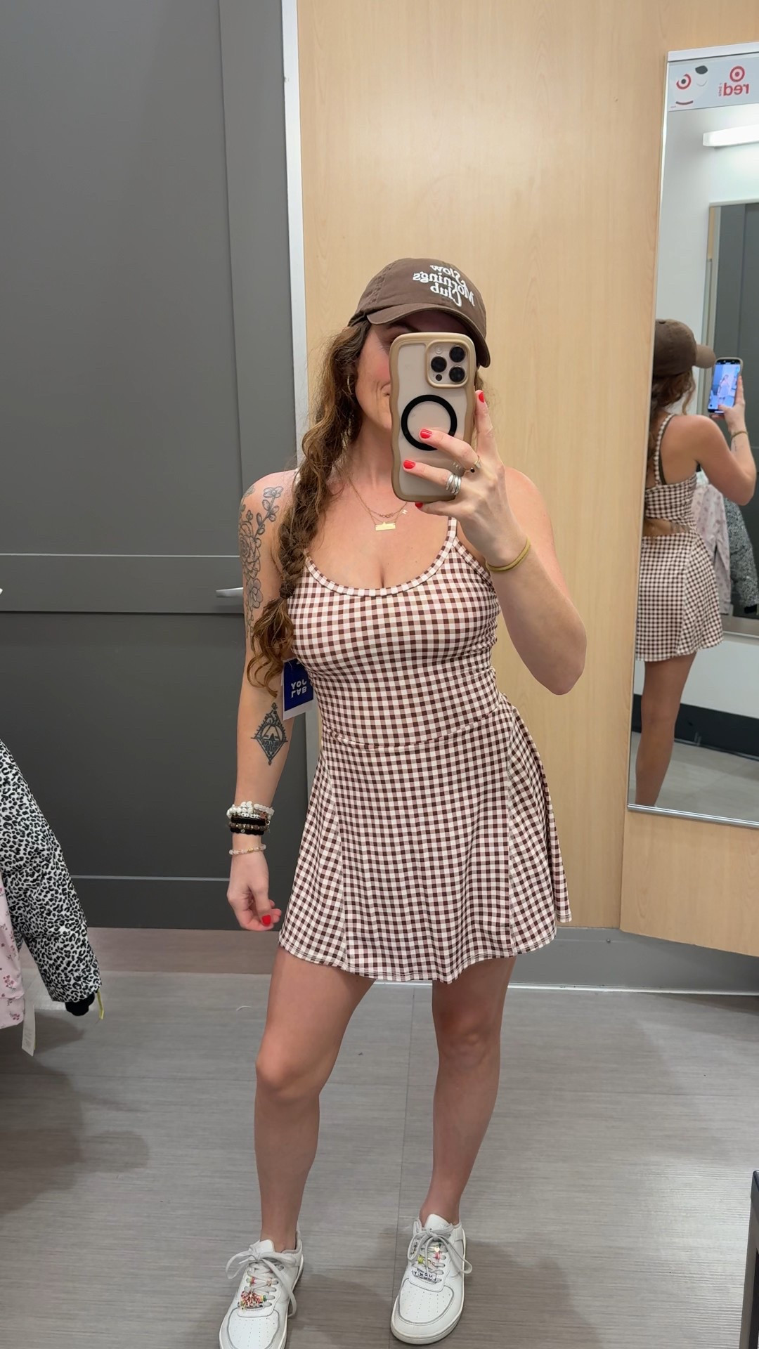 Absolutely obsessed with this little gingham active dress 
Wearing small