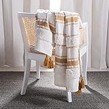 Safavieh Home Polli Mustard Yellow and Beige Tassel Throw Blanket | Amazon (US)