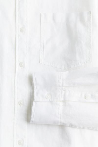 Linen-blend shirt - White - Ladies | H&M GB | H&M (UK, MY, IN, SG, PH, TW, HK)