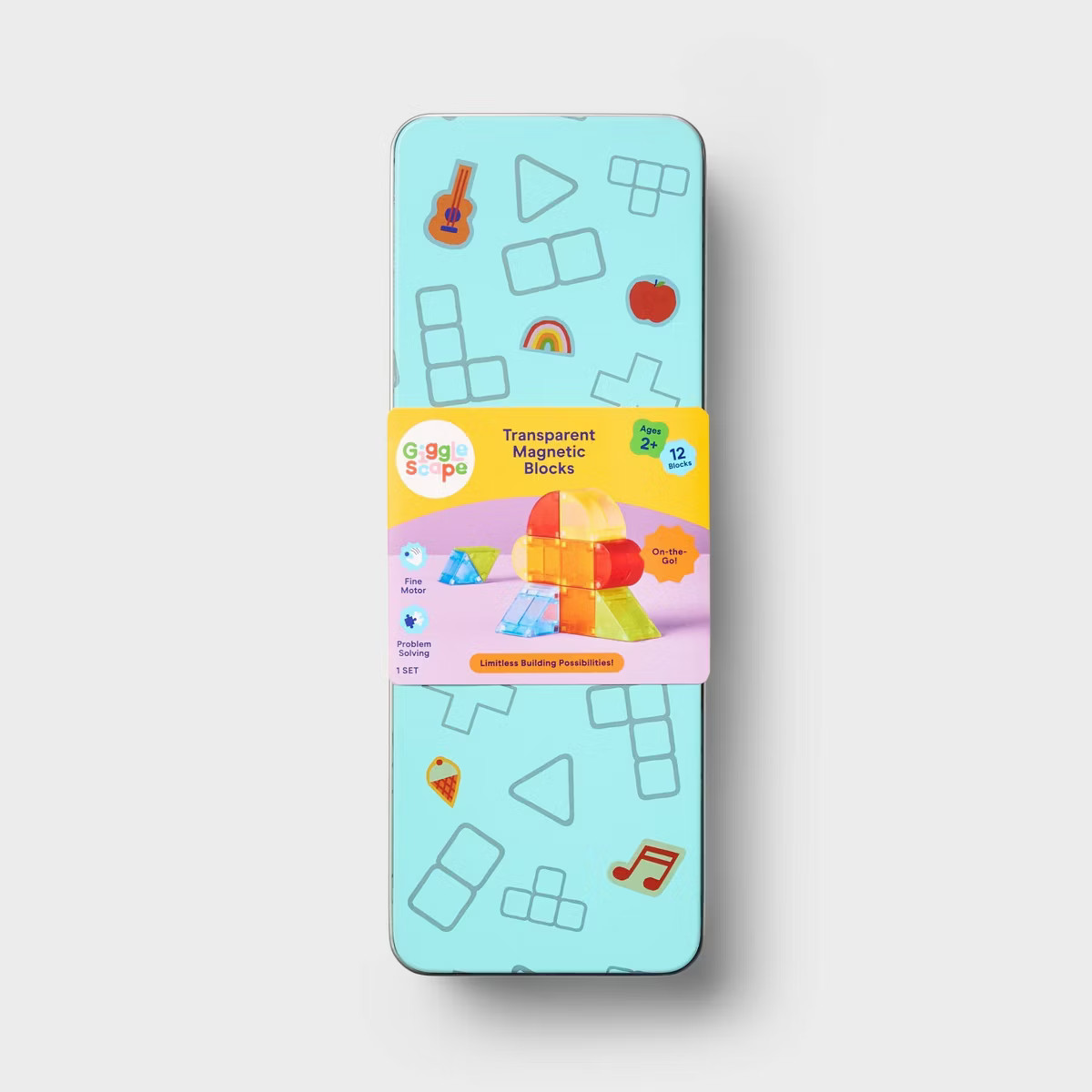 Magnetic Blocks Medium transparent Blue Tin - Gigglescape™ | Target