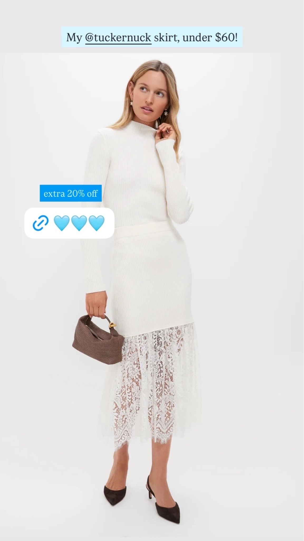 Tuckernuck favorites 🩵 lace midi skirt, extra 20% off