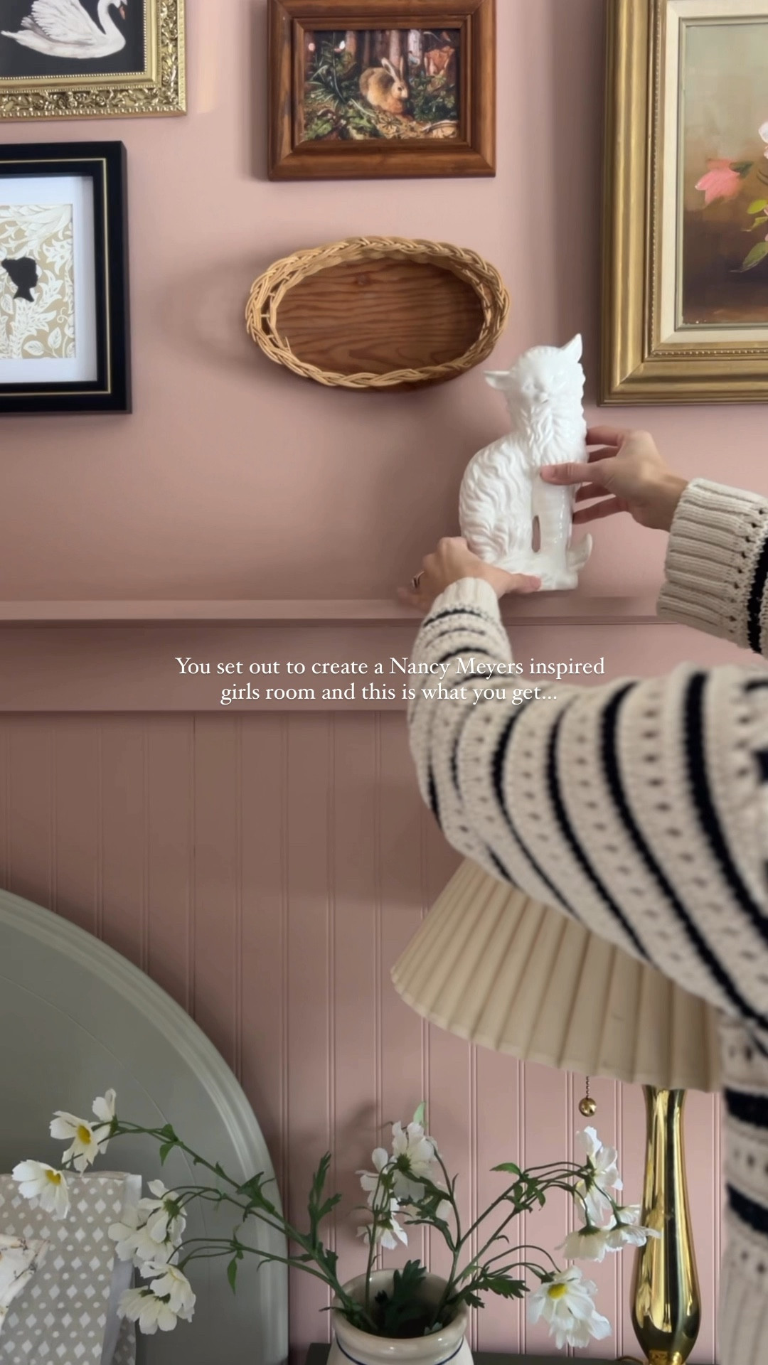 Nancy Meyers inspired pink girls room for timelessly collected heirloom inspired homes and home decor featuring charming treasures, patterned linens and sheets, bold rugs and curtains, gallery walls, bed frames and nightstands and more. 

#LTKHome