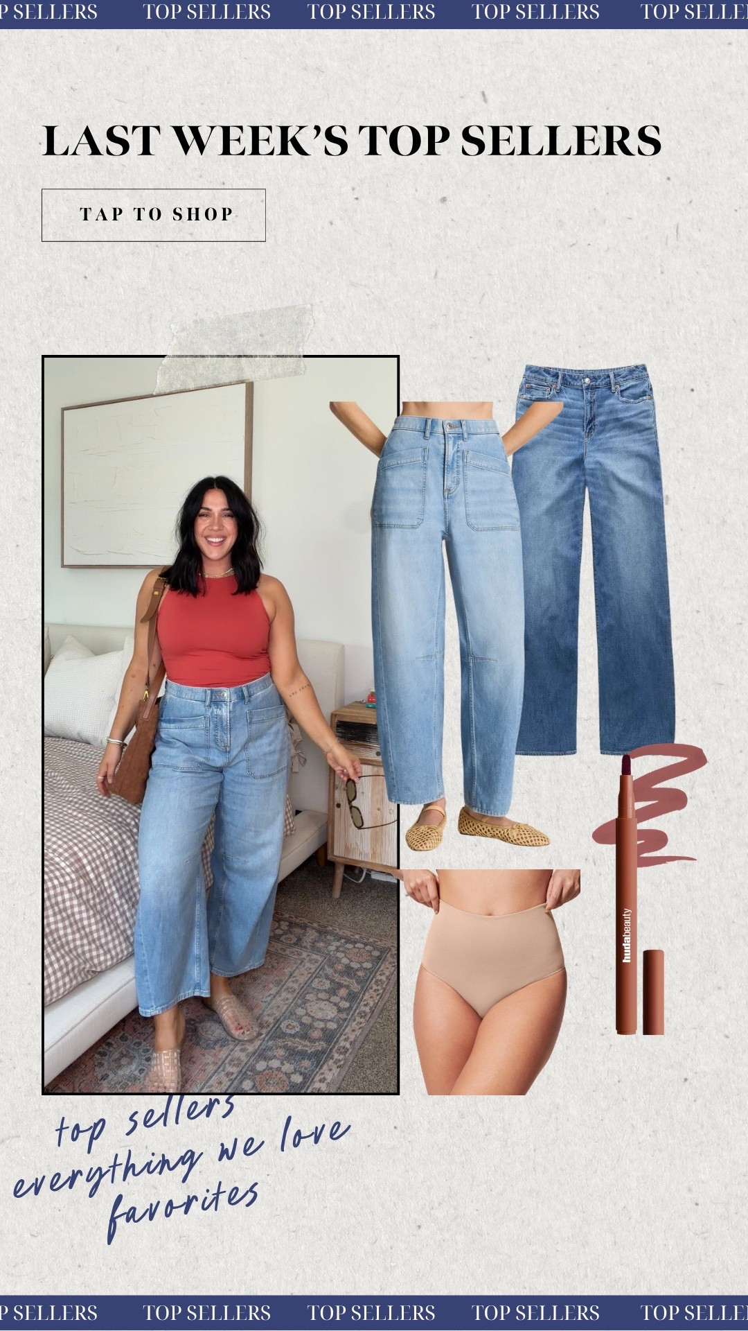 Last weeks top sellers! The softest, sweatpant like spanx jeans, top selling dreamy drape jeans on sale, my favorite smoothing underwear and huda beauty lip stain! 

#LTKMidsize #LTKootd #LTKSeasonal
