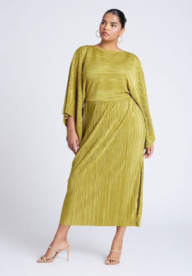 Cape Effect Plisse Dress | Eloquii