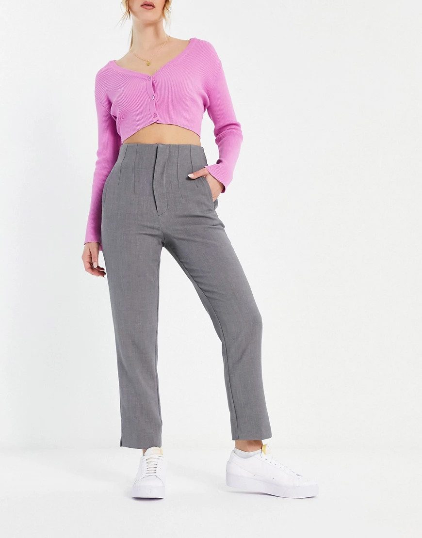 Stradivarius tailored cigarette trouser in grey | ASOS (Global)