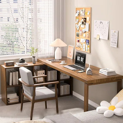 Picture color L-Shaped Solid Wood Executive Desk | Wayfair North America