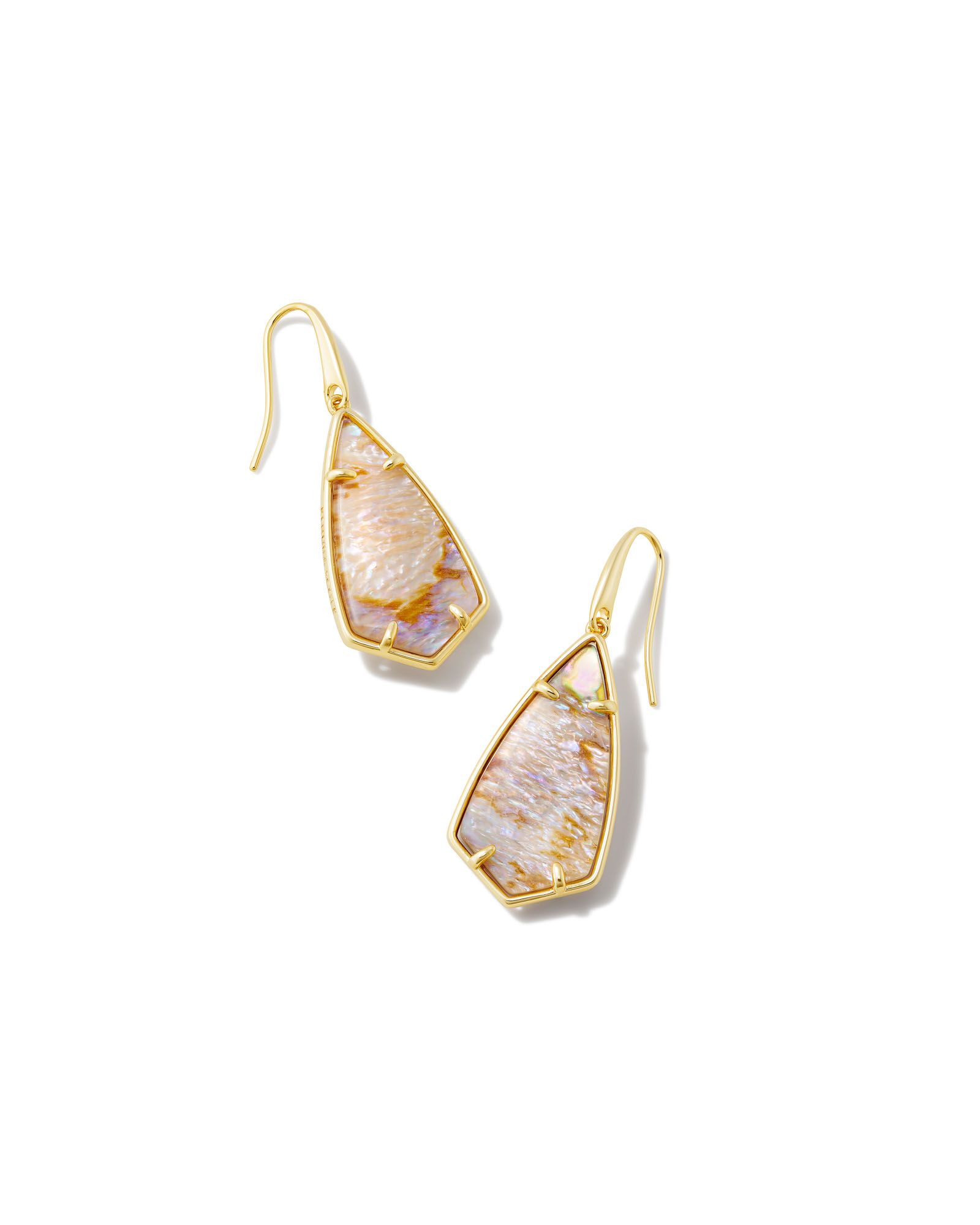 Camry Gold Drop Earrings in Iridescent Abalone | Kendra Scott