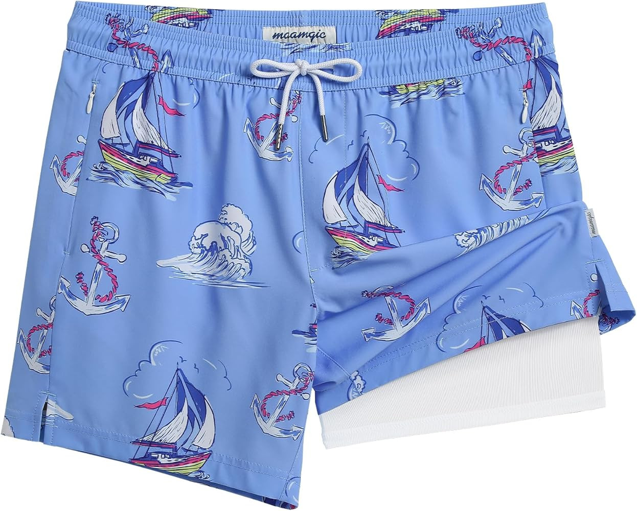 maamgic Mens 5.5 Inch Swim Trunks with Compression Liner Board Shorts Quick Dry Beach Swimwear wi... | Amazon (US)