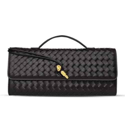 BEGONICA Woven Evening Clutch Purses for Women Formal Handmade Shoulder Handbag Fashion Leather Crossbody Bags for Women (Black) | Amazon (US)