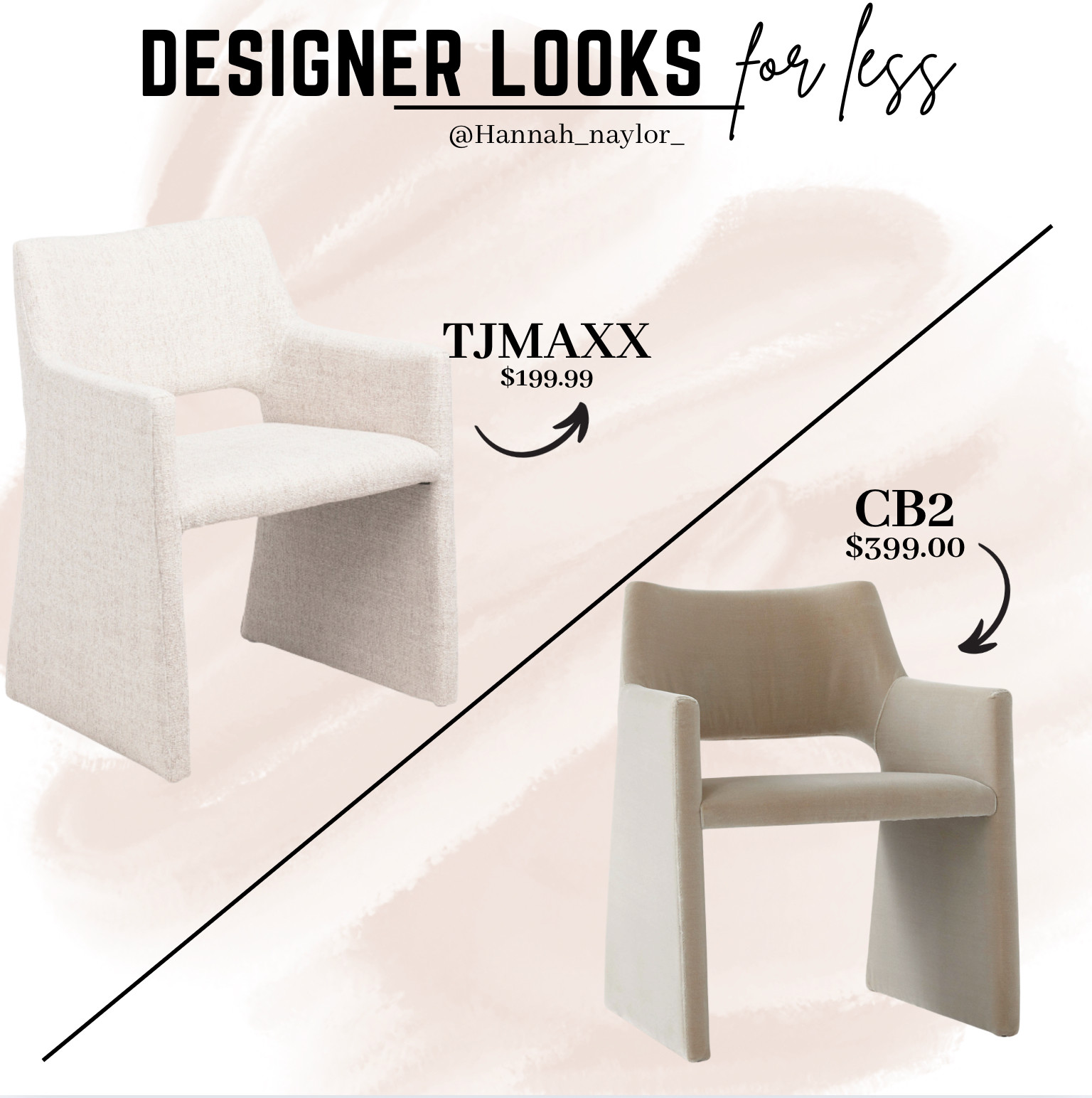 If you love the Foley chairs from CB2... but don't want to spend $400 per chair- this is such a great look for less!!! #lookforless #cb2dupe #tjmaxx  

 #LTKU #LTKHome