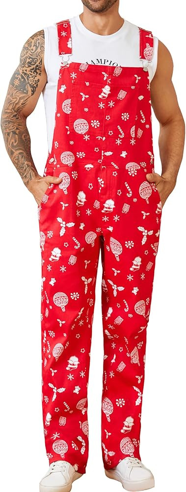 Mens Overalls Christmas Bib Coveralls Women Halloween Jumpsuit Stocking Stuffers for Adults | Amazon (US)