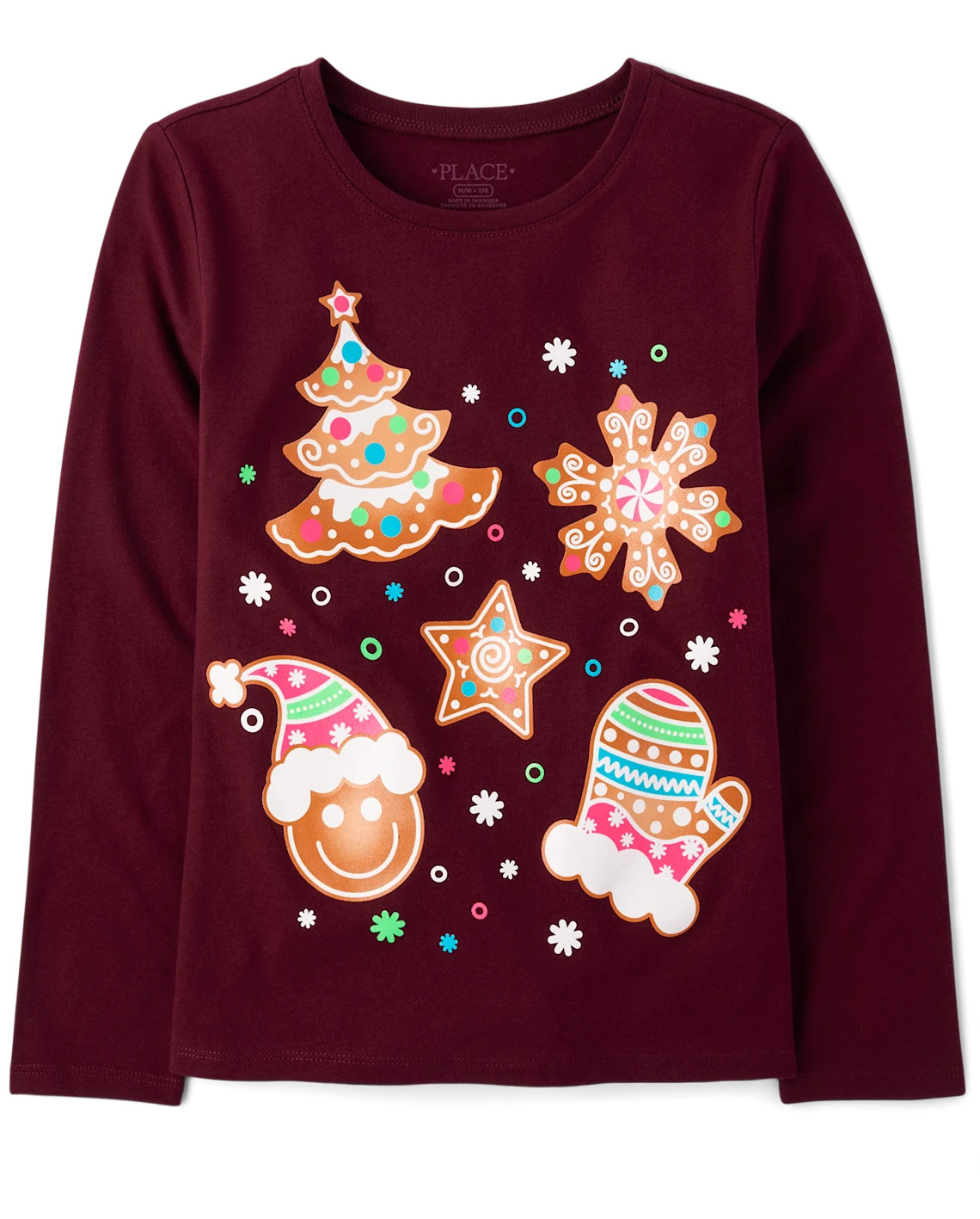 Girls Long Sleeve Christmas Cookies Graphic Tee - SUGAR BEET | The Children's Place CA | The Children's Place