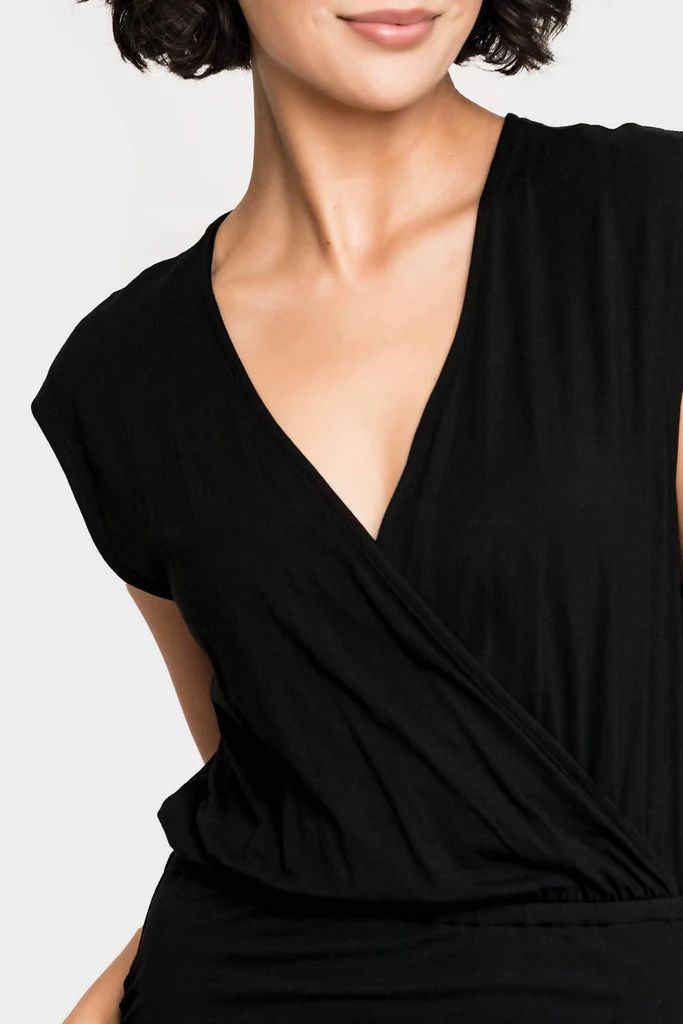 Work It Surplice Rouched Knit Dress | Gibson