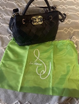 Sam Edelman Cleo Small Woven Satchel Black Gold Hardware Braided Handle Clasp | eBay US