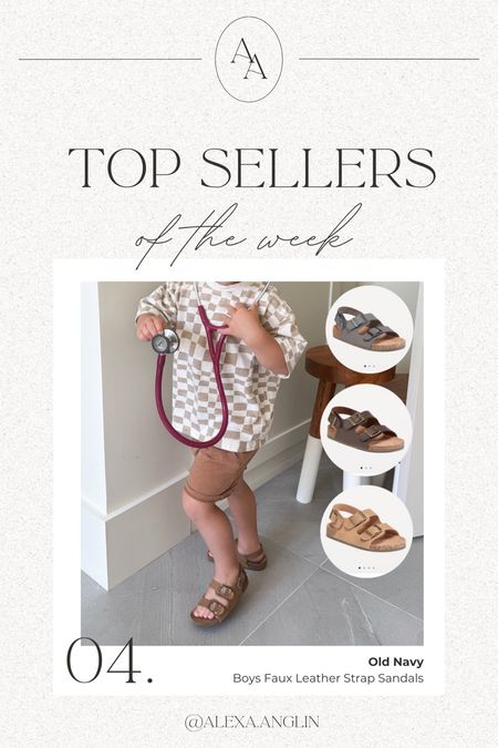 Top sellers of the week— boys faux leather strap sandals // only $8 currently!! Originally $19– so easy to put on and my boys wear these all the time every summer! 

#LTKKids #LTKBaby #LTKShoeCrush