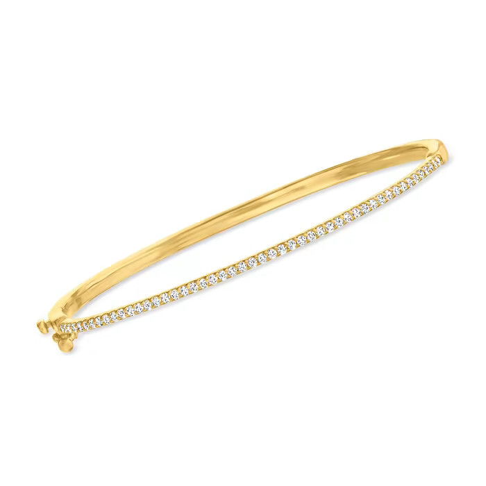 .50 ct. t.w. Diamond Bangle Bracelet in 18kt Gold Over Sterling | Ross-Simons