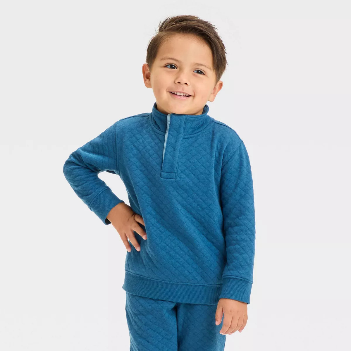 Toddler Boys' Quilted Mock Neck Pullover Sweatshirt - Cat & Jack™ | Target
