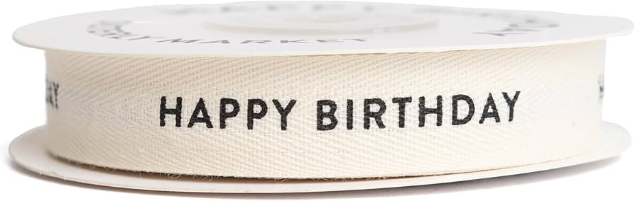 Happy Birthday, Cotton Herringbone Custom Ribbon Natural 5/8 inch x 10 Yards | Amazon (US)