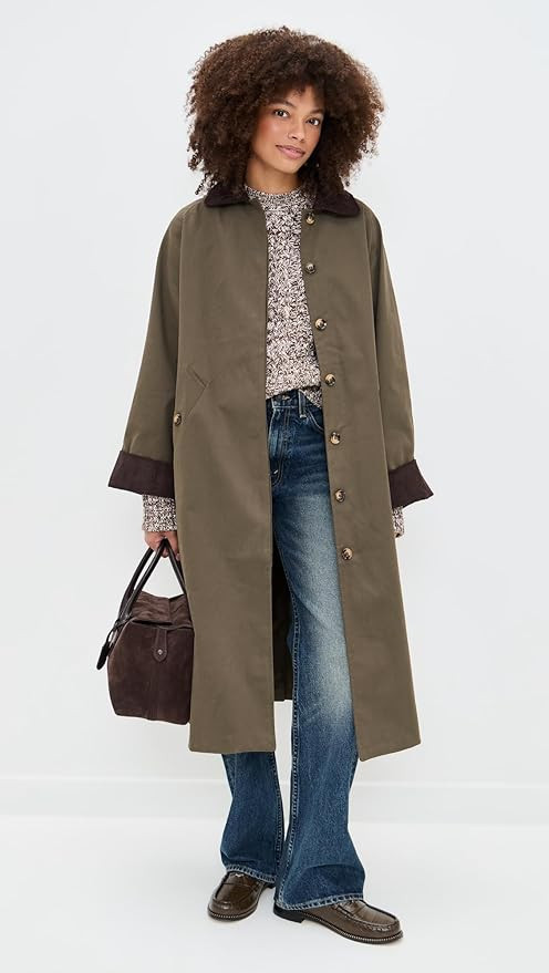 MOON RIVER Women's Corduroy Detail Trench Coat | Amazon (US)