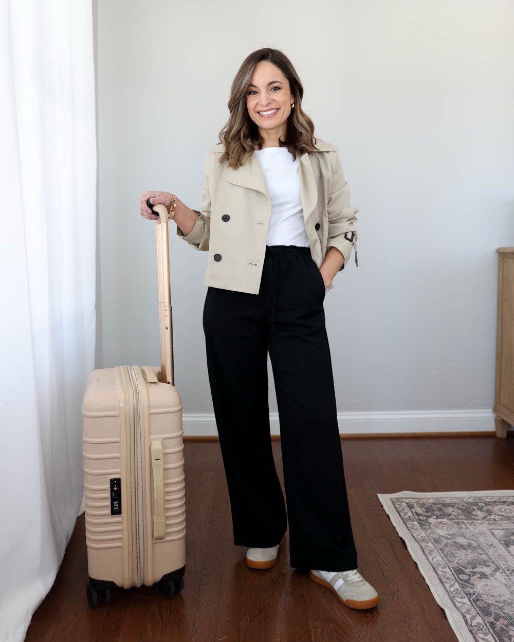 Casual and petite-friendly pull-on pants for Spring under $45!

Outfit 1:
Black pants (Target): xs short - 10.5” rise, 28” inseam. You have to swipe over on the sizes to find the short lengths. These pants shrink in the wash. I washed on cold and hung dry and they shrink an inch to a 27” inseam.
White top (Quince): xs
Cropped trench coat (Aritzia): xxs - sleeves are long, I wear them pushed back but I love the classic style of this one. 
Sneakers (Gola): tts

Outfit 2:
Striped linen blend pants (Target): xs short - good fit overall, love the color! The fabric is sheer, you can see my top tucked in and the pockets.
White top (Quince): xs
Sandals: tts

Outfit 3:
Linen pants (Quince): xs 28” inseam - they also come in 26” inseam
Tank top (Quince): xs
Sandals (Sezane): tts
Bag (Sezane)

My measurements for reference: I’m 4’10” and 105lbs. My bust, waist, and hip measurement is 32”, 24”, and 36”.

#LTKSeasonal #LTKPetite #LTKSaleAlert