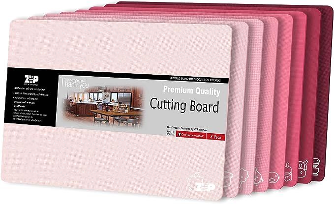 ZVP Plastic Cutting Boards for Kitchen, Flexible Cutting Mats, Gradient Pink Chopping Boards with... | Amazon (US)