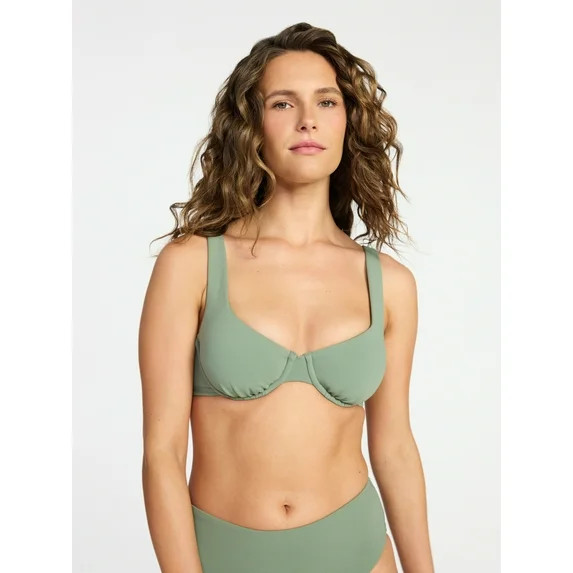 Time and Tru Women's and Women's Plus Size Ribbed Underwire Bikini Top, Sizes XS-3X | Walmart (US)