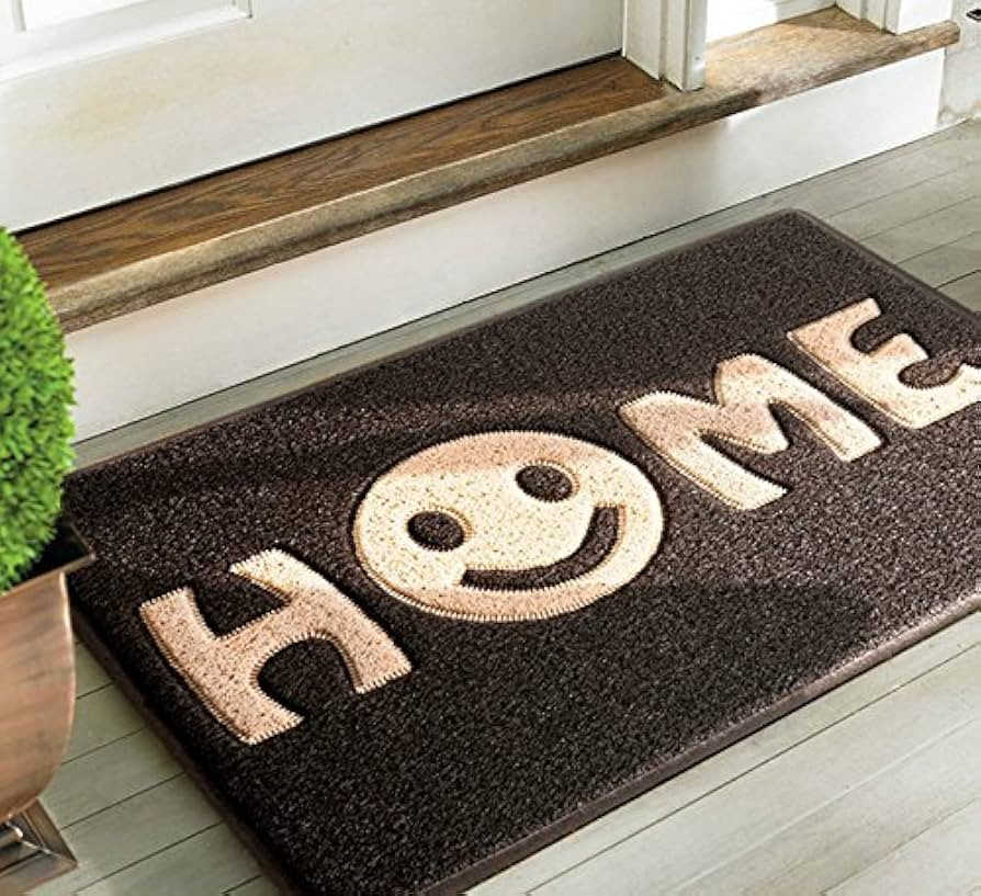 NHOMY Smile Home Print Front Doormat Entrance Welcome Mat 45 * 75cm/17.7 * 29.5in (Dark Brown) | Amazon (US)