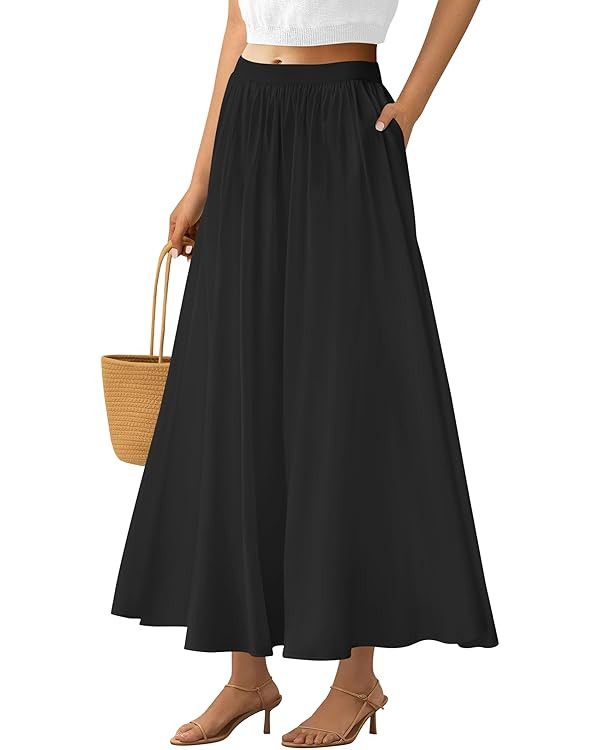 PRETTYGARDEN Women's Maxi Skirts 2025 Summer Trendy Ruffle High Waisted Casual Long Flowy Skirt w... | Amazon (US)