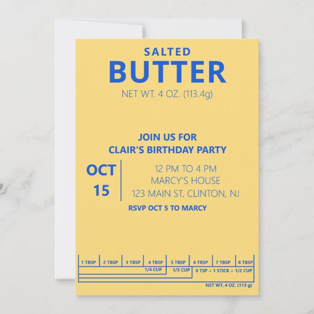 Butter Birthday Party Cooking party Invitation | Zazzle | Zazzle