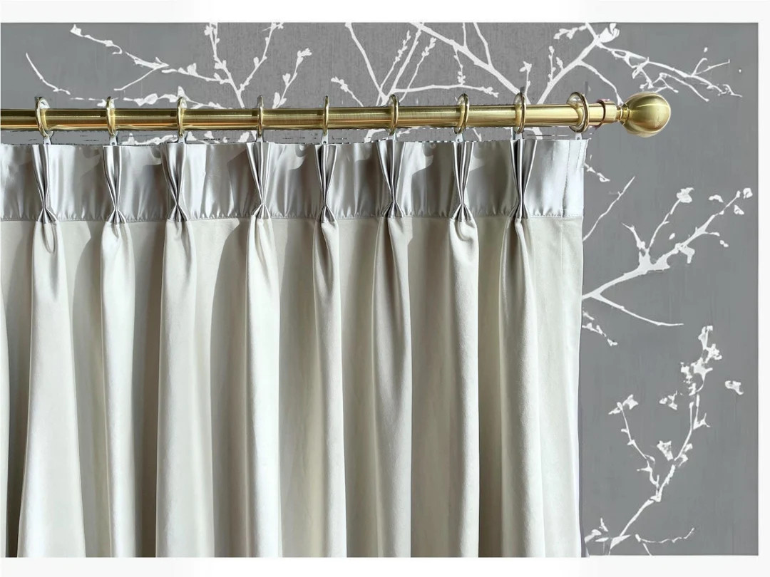 Off White Velvet Curtain Panels With Silver Border, Beautiful Custom Curtains And Drapes, Availab... | Etsy (US)