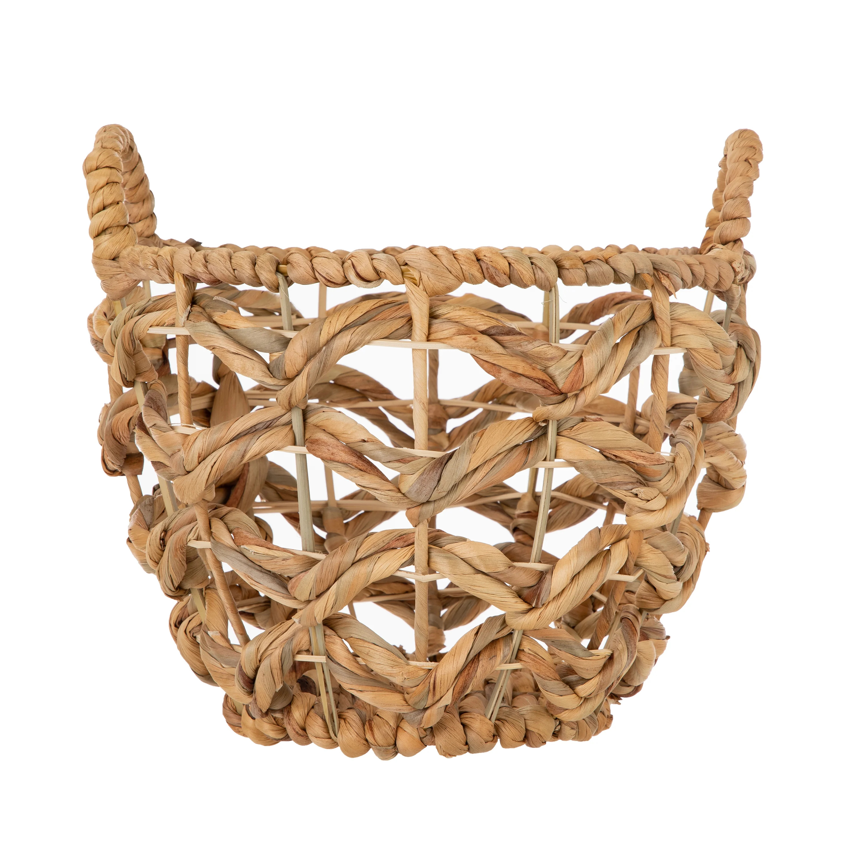 Mainstays Round Natural Water Hyacinth Decorative Storage Basket With Handles | Walmart (US)