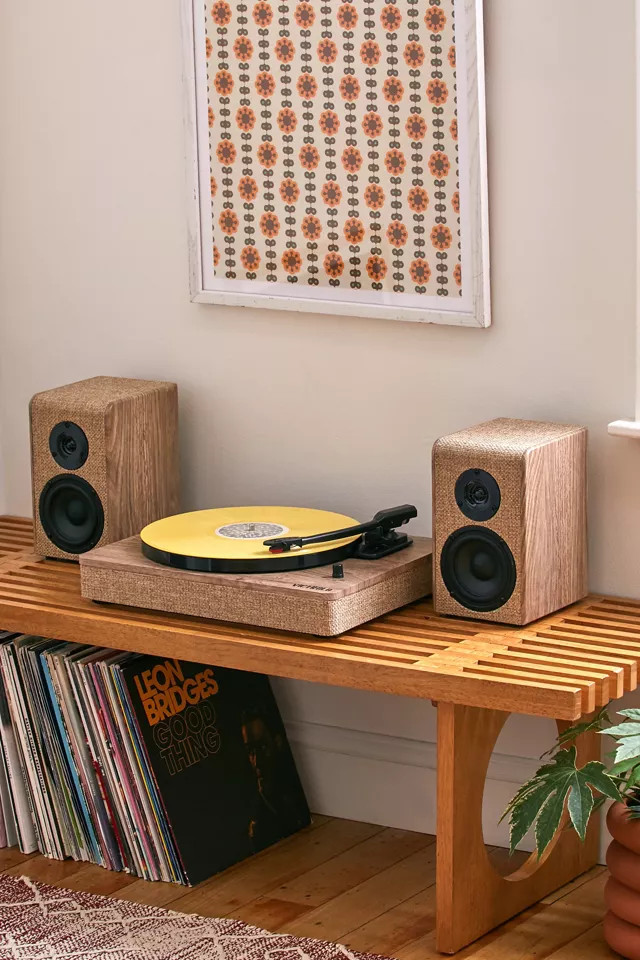 Victrola Hampton Wood And Linen Bluetooth Record Player | Urban Outfitters (US and RoW)