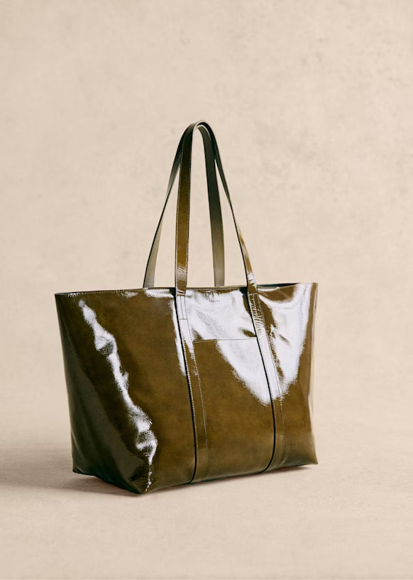 Gabin Bag - Patent Olive Green  - Bovine leather - Sézane | Sezane Paris - US