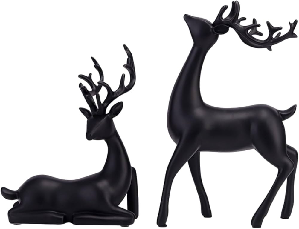 2PCS Deer Ornaments Nordic European Type Deer Statue Fireplace Window Desk Bedroom Shelf Ornament... | Amazon (US)