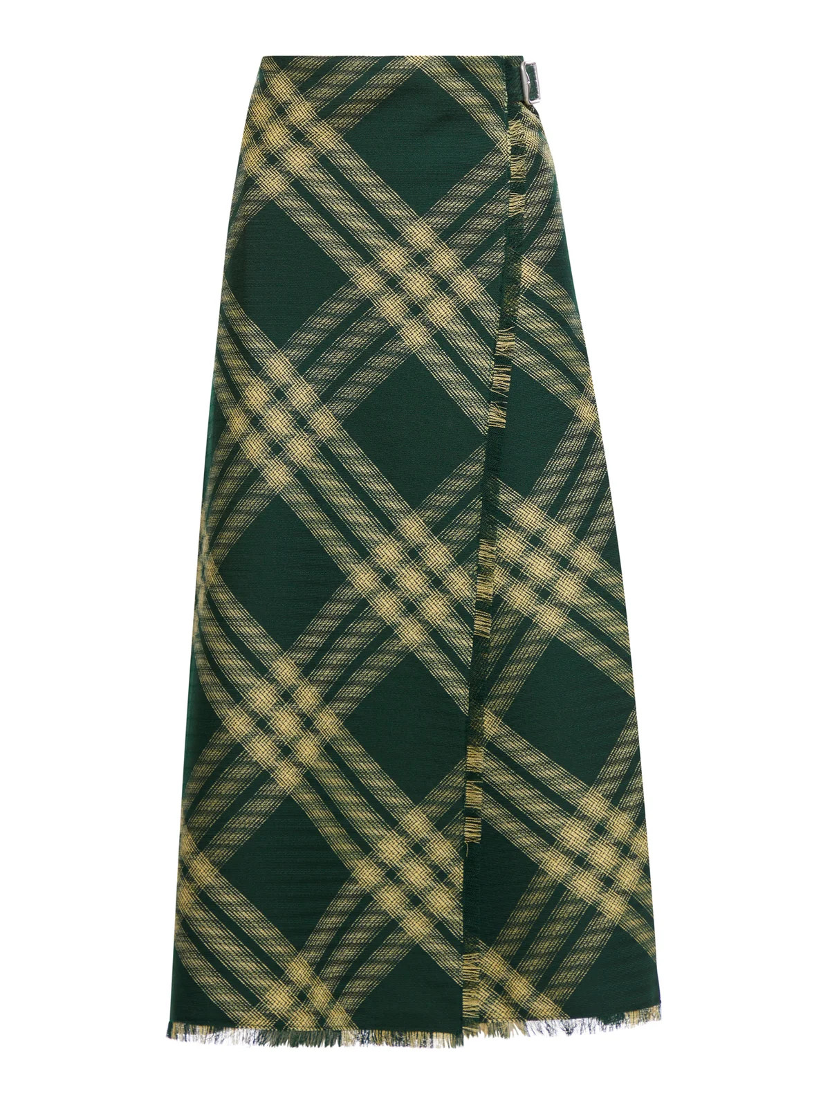 Burberry Check Printed Frayed-Edge Midi Skirt | Cettire Global