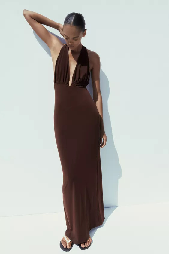 LONG HALTER NECK DRESS | Zara UK