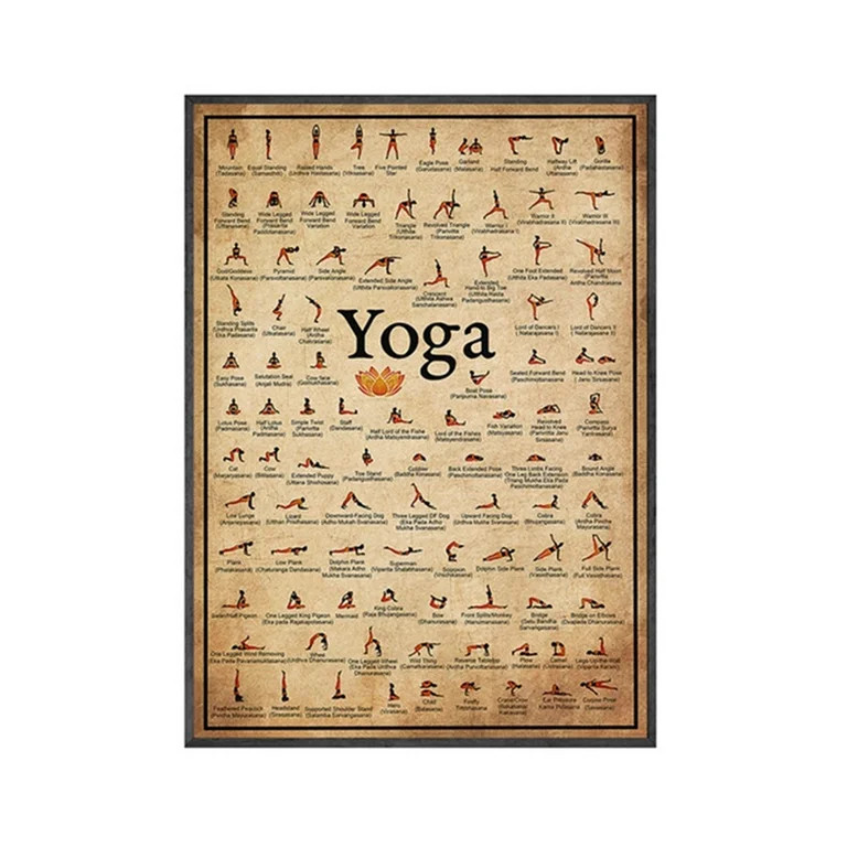 Ashtanga Yoga Pose Chart Canvas Print Vintage Gym Exercise Poster Wall Art for Living Room Decor ... | Walmart (US)