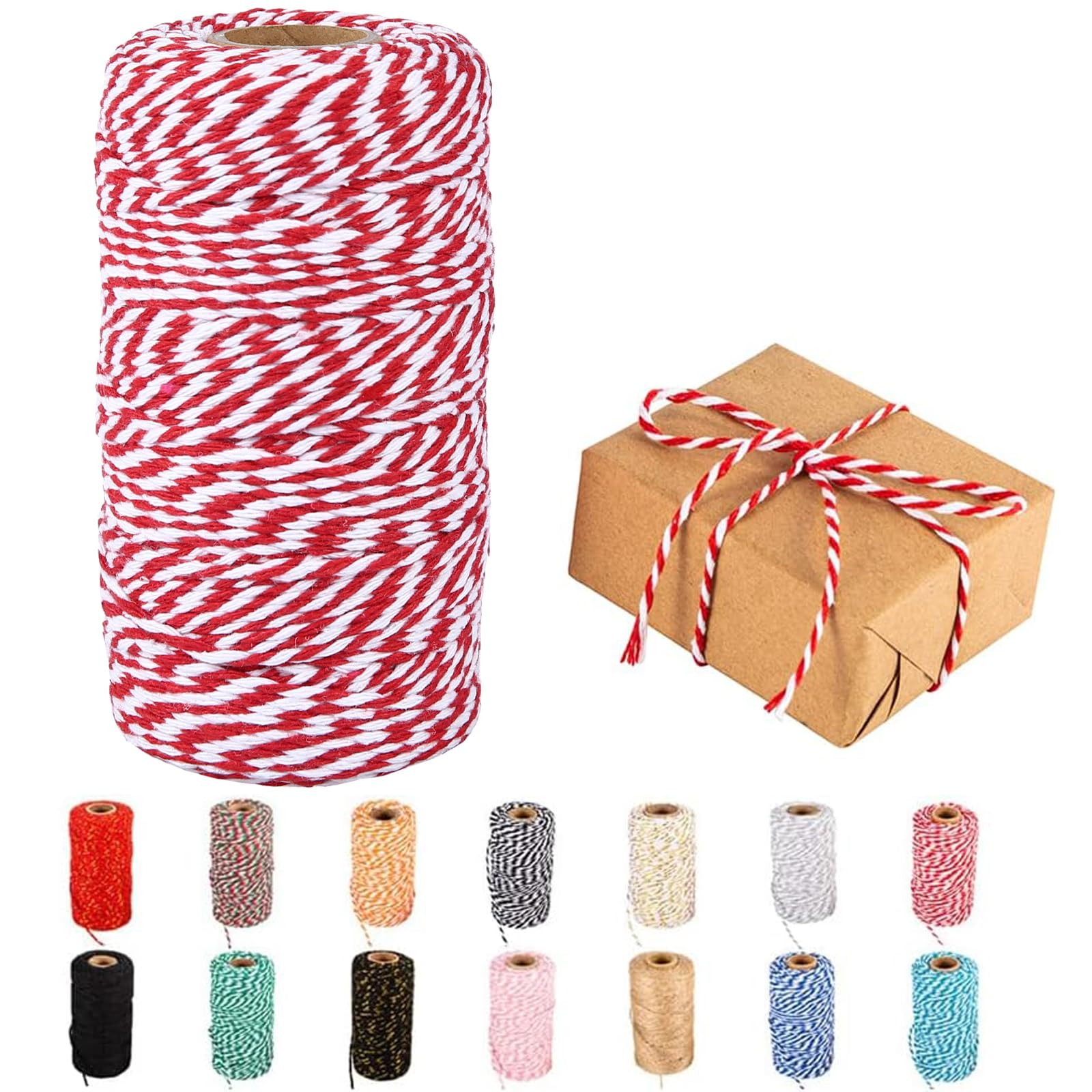 Cotton Twine, 328 Feet Red & White - Craft & Wedding Decor, Butchers & Christmas Wrapping String | Amazon (US)