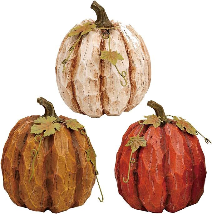 Holiday Designs Rustic Fall Small Pumpkin Trio - Set of 3 - Thanksgiving Decoration or Table Cent... | Amazon (US)