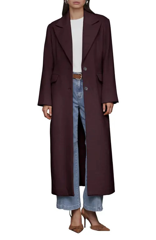 Avec Les Filles Strong Shoulder Hourglass Single Breasted Coat in Dulse at Nordstrom, Size Large | Nordstrom