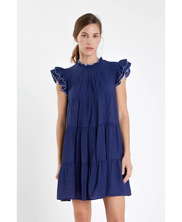 English Factory Women's Contrast Merrow Babydoll Dress - Macy's | Macy's