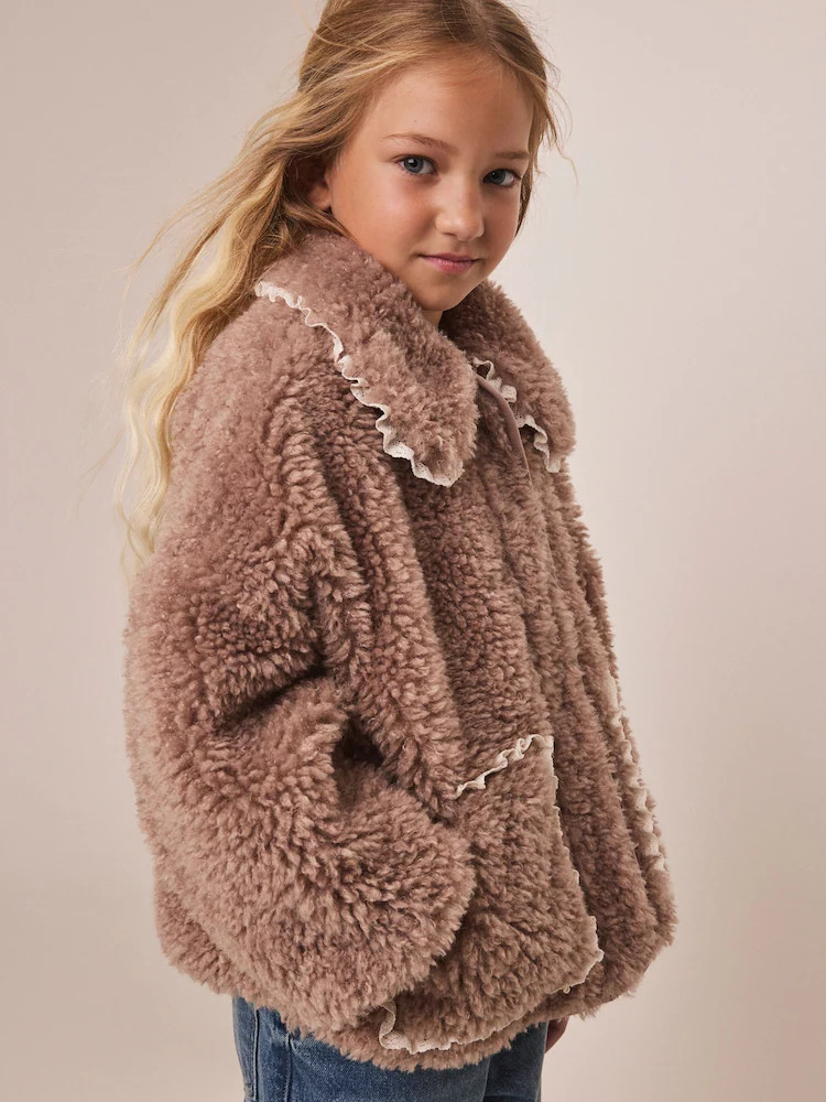 Neutral Brown Teddy Collared Jacket (3-16yrs) | Next US