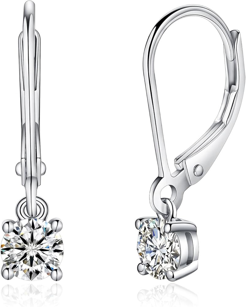IMOLOVE Moissanite Leverback Drop Earrings for Women, Dangle Earrings 925 Sterling Silver with 18... | Amazon (US)