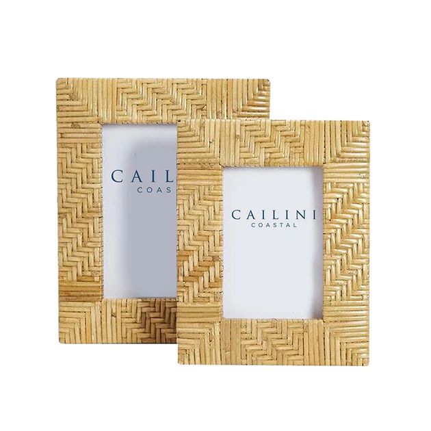 Palm Beach Chevron Rattan Photo Frame | Cailini Coastal