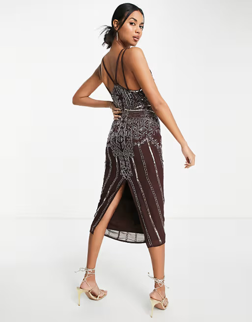 ASOS DESIGN embellished midi dress with cut out detail | ASOS (Global)