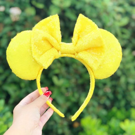 Sunshine Yellow Sequin Minnie Mouse Ears | Etsy (US)
