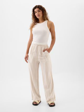 Linen-Blend Wide-Leg Pull-On Pants | Gap Factory
