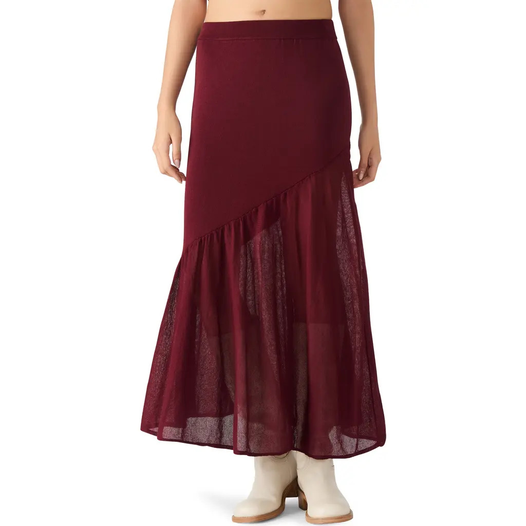 Steve Madden Aneira Asymmetric Knit Maxi Skirt in Wine at Nordstrom, Size Small | Nordstrom